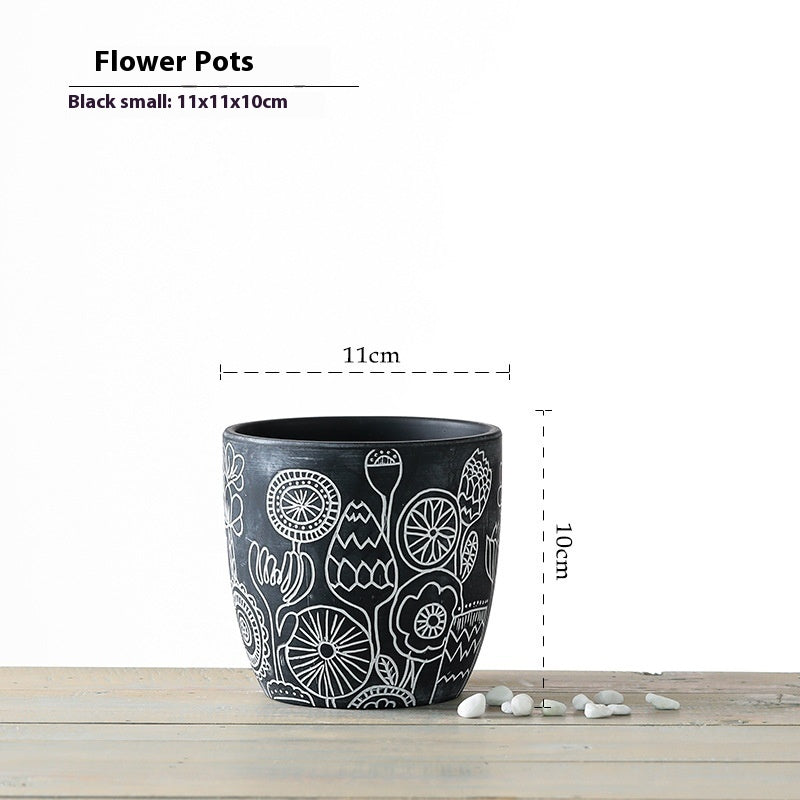 Planter Pot Floral Flowers Ceramic