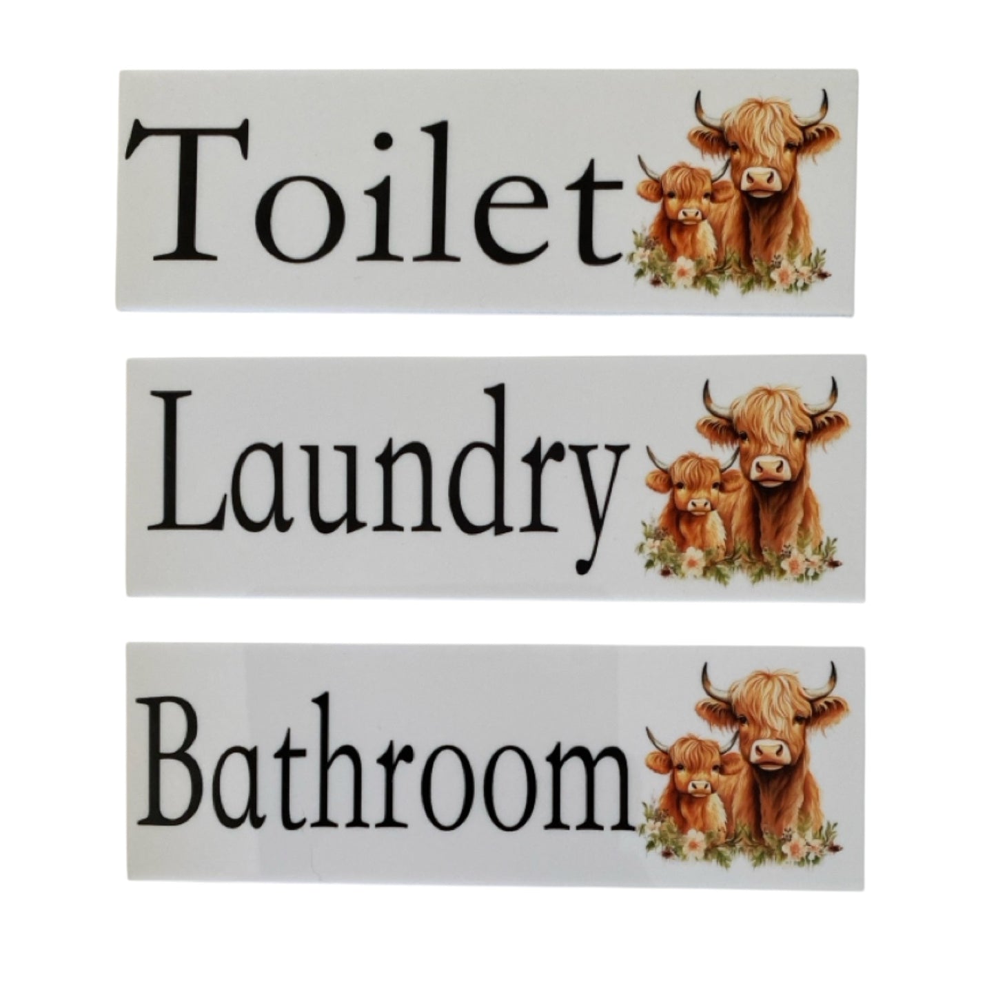 Highland Cow Toilet Laundry Bathroom Door Sign