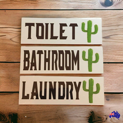 Cactus Toilet Laundry Bathroom Door Sign - The Renmy Store Homewares & Gifts 