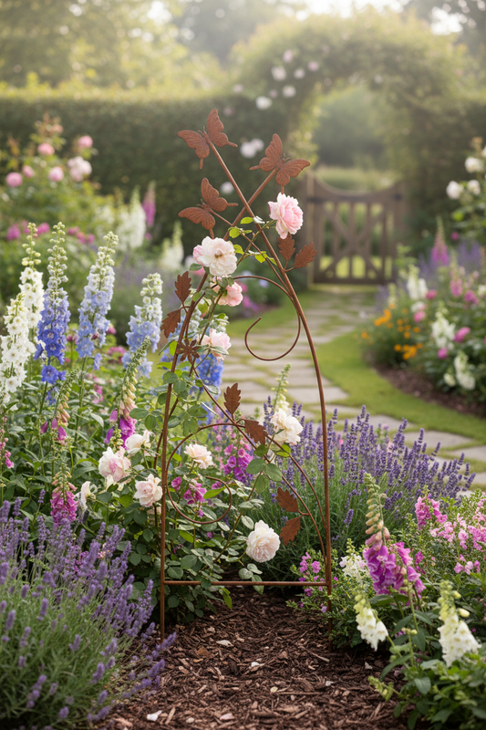 Trellis Stake Plant Support Garden Butterfly 38x121cm - Metal Garden Decor