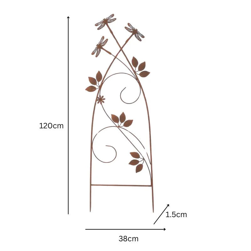 Trellis Stake Plant Support Garden Dragonfly 38x120cm - Metal Garden Decor