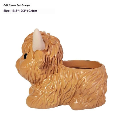 Planter Pot Garden Highland Cow Country