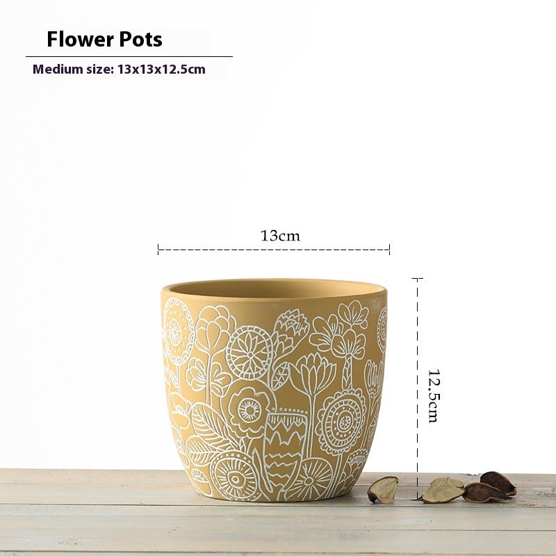 Planter Pot Floral Flowers Ceramic