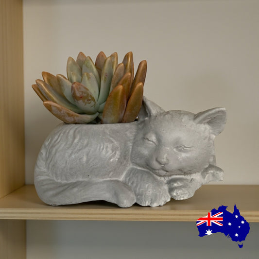 Planter Pot Candle Holder Cat Kitty Aussie Handmade Concrete
