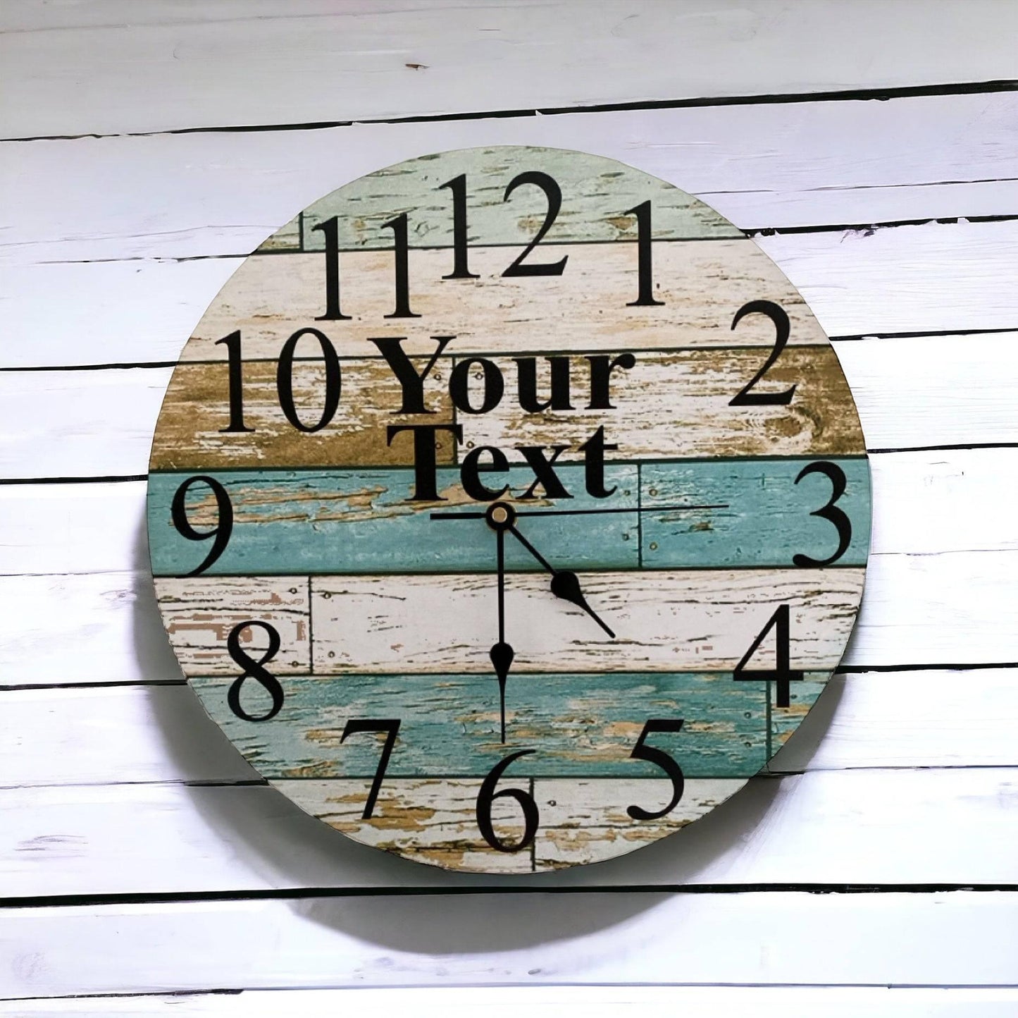 Clock Wall Wooden Blue Custom Personalised Aussie Made - The Renmy Store Homewares & Gifts 