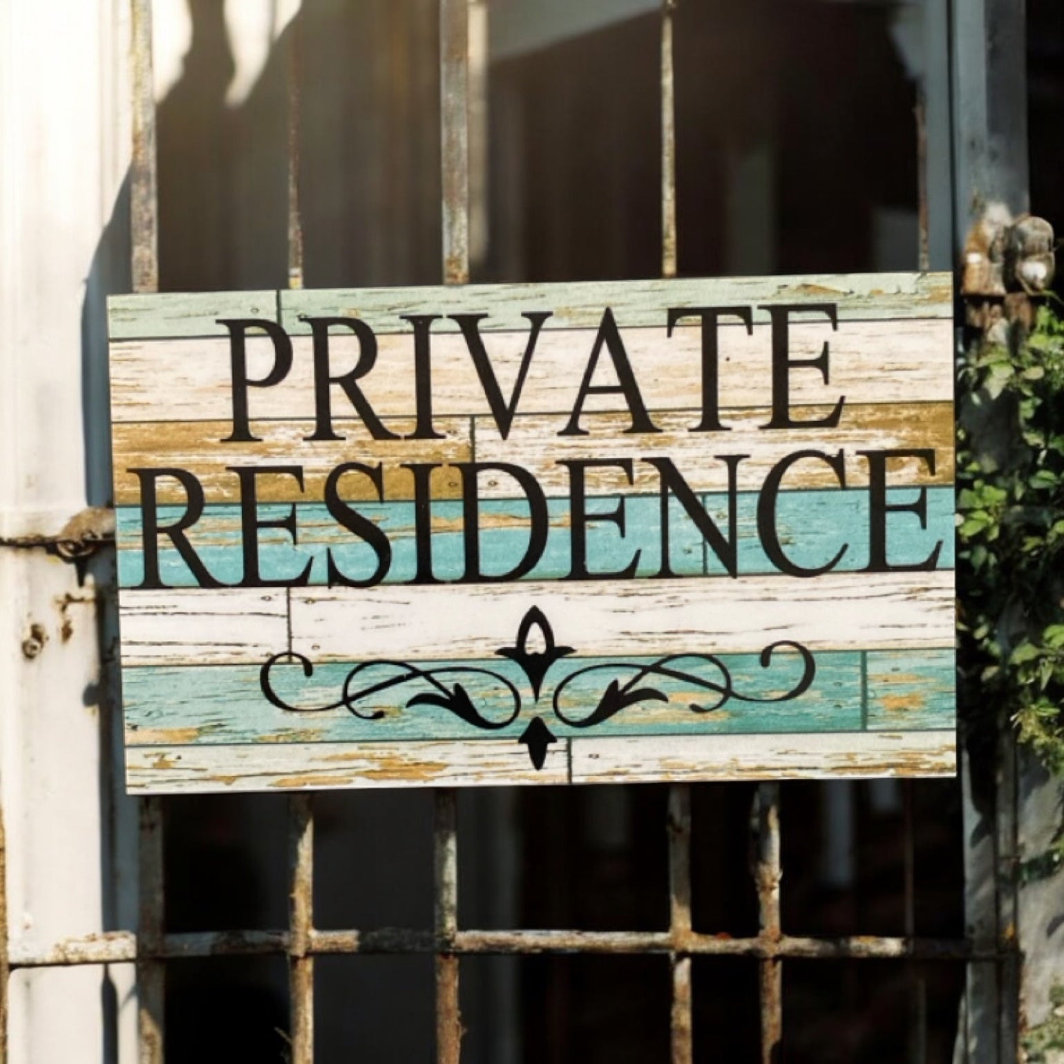 Private Residence Fence Gate Wall Rustic Sign - The Renmy Store Homewares & Gifts 