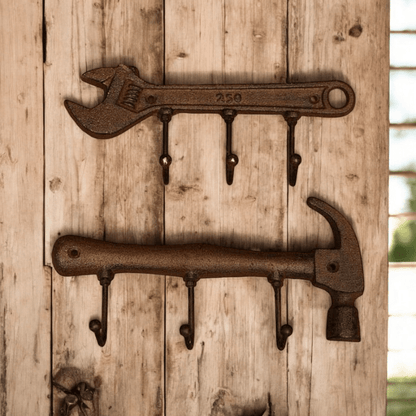 Hook Rustic Hammer Wrench Cast Iron Workshop Man Shed - The Renmy Store Homewares & Gifts 