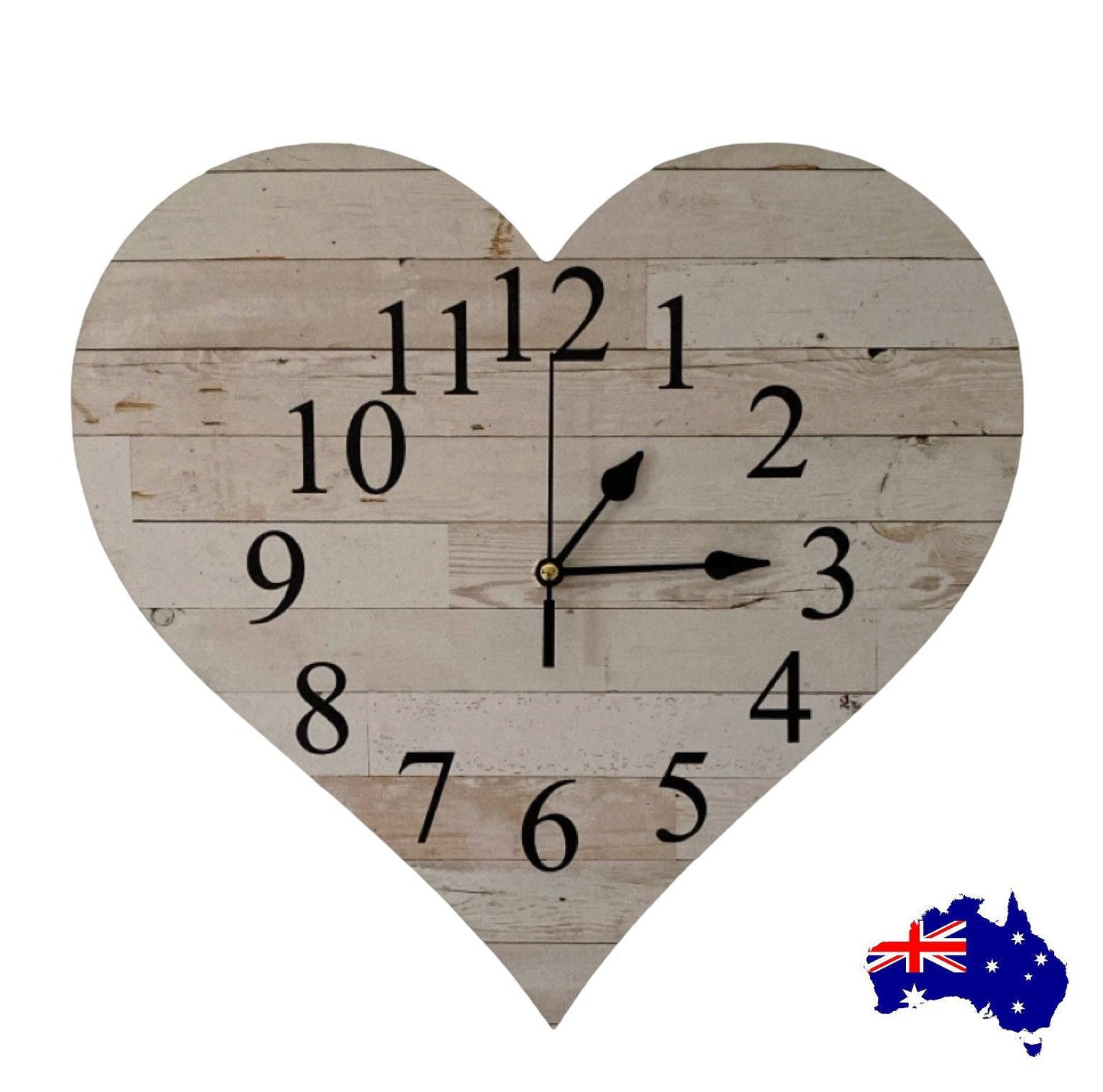 Clock Wall Heart Love Coast to Country Aussie Made - The Renmy Store Homewares & Gifts 