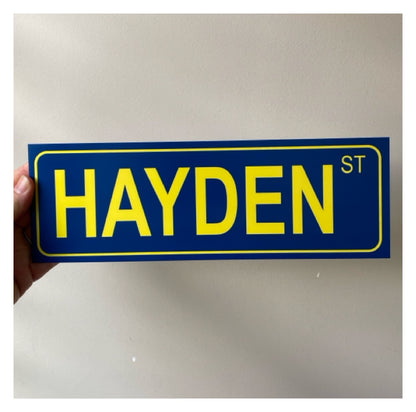 Street Blue Yellow Custom Personalised Sign