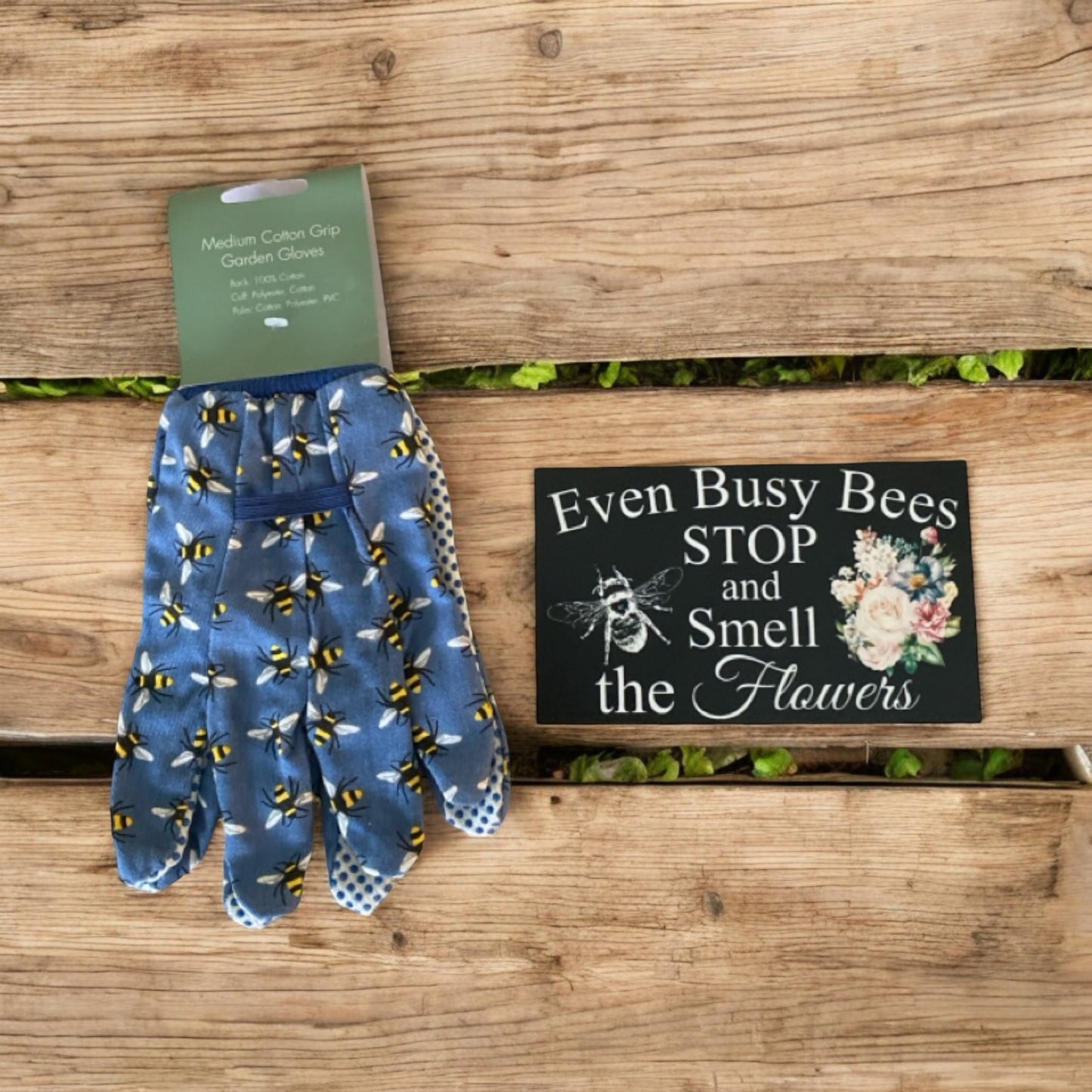 Garden Bee Gloves Sign Gardener Gift Set - The Renmy Store Homewares & Gifts 