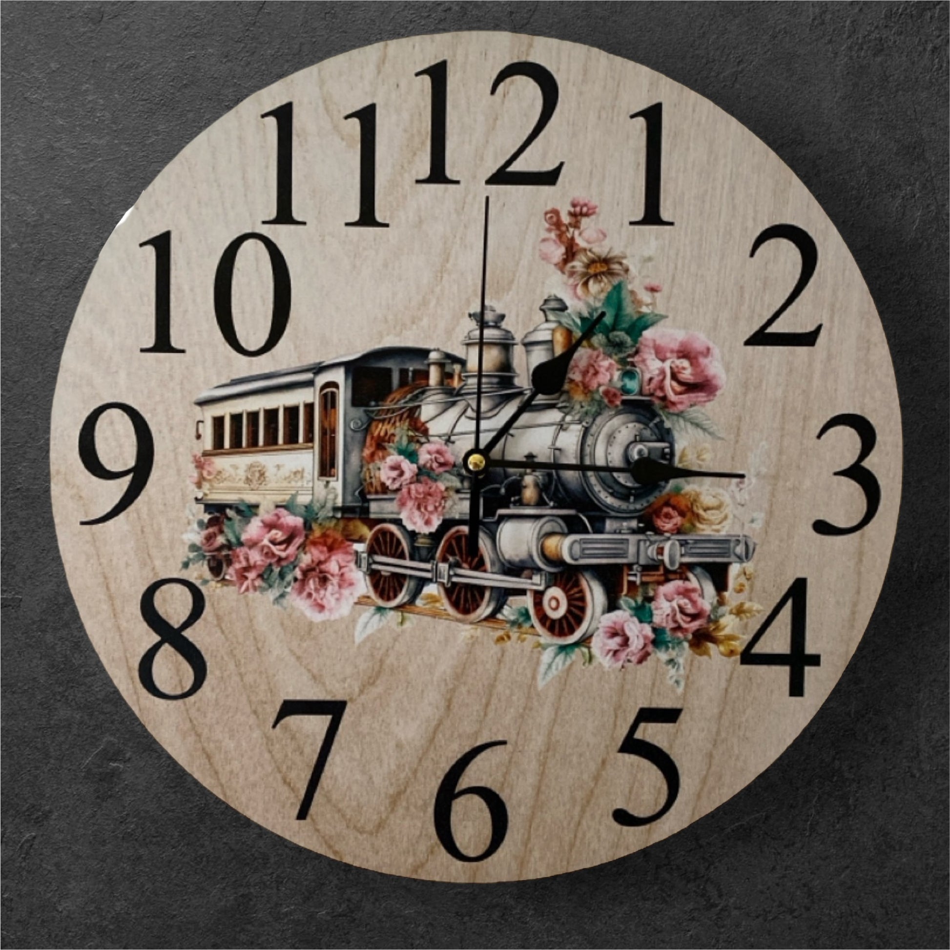 Clock Wall Floral Train Shabby Chic Aussie Made - The Renmy Store Homewares & Gifts 