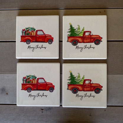 Coaster Coasters Christmas Truck Set of 4