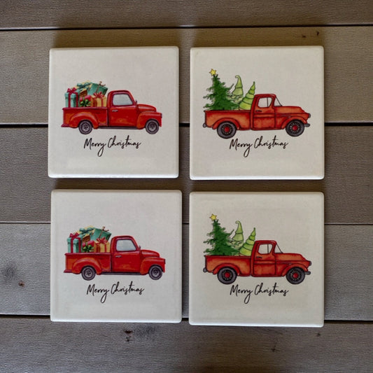 Coaster Coasters Christmas Truck Set of 4