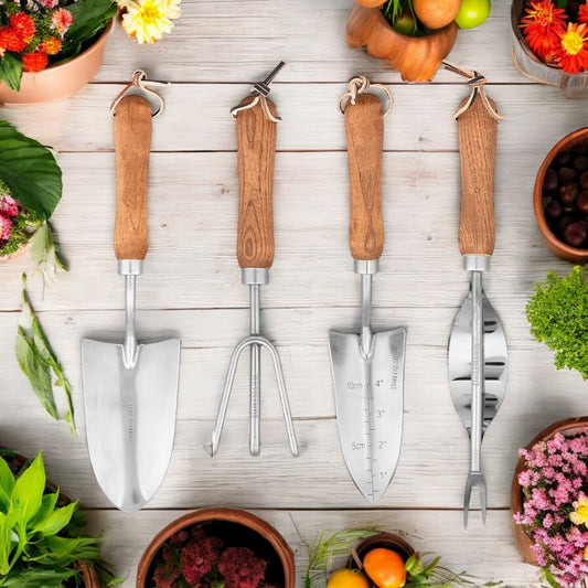 Garden Tool 4 Piece Set Stainless Steel Wooden Handle - The Renmy Store Homewares & Gifts 