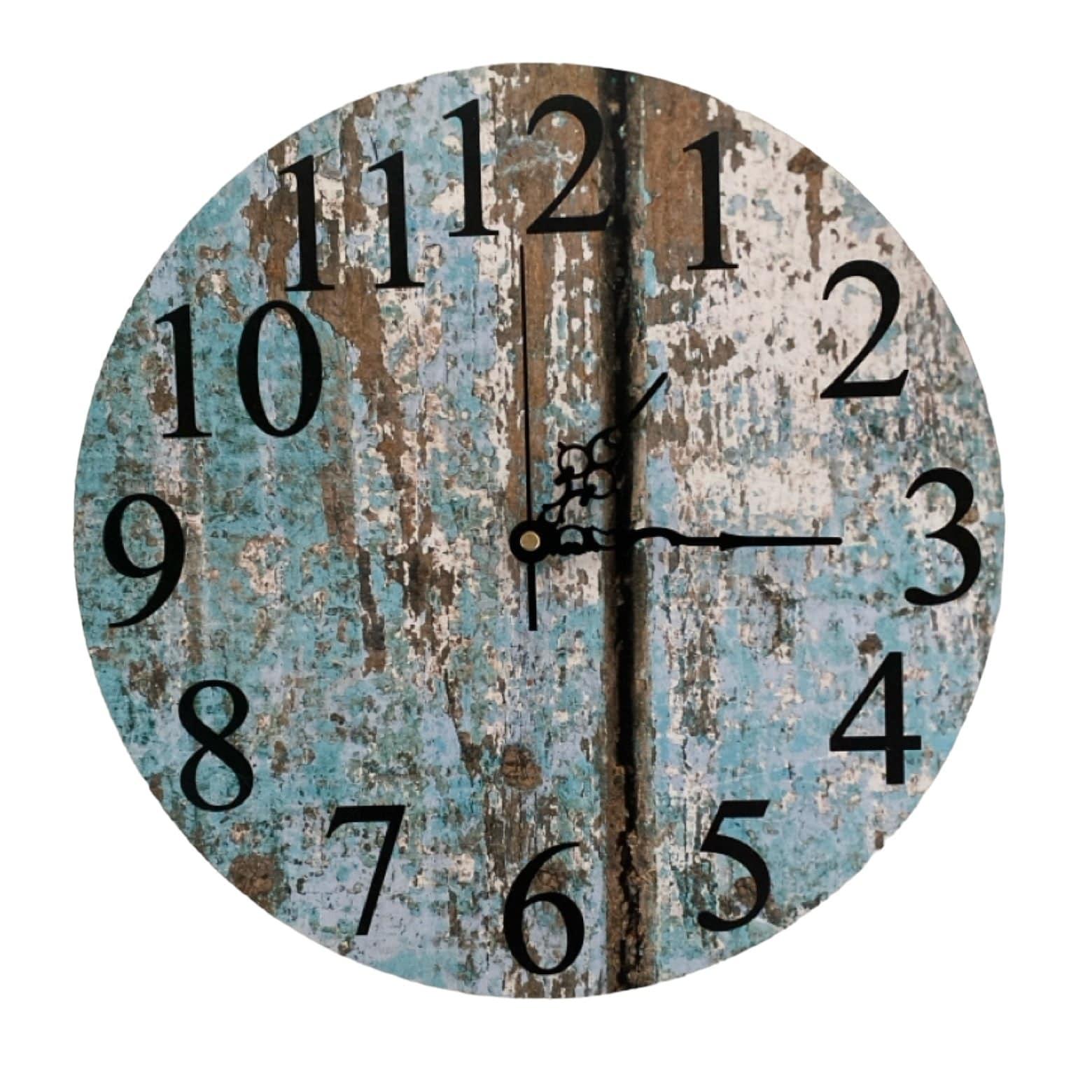 Clock Wall Rustic Aqua Blue Aussie Made - The Renmy Store Homewares & Gifts 