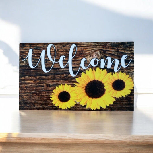 Welcome Sunflower Country Rustic Sign