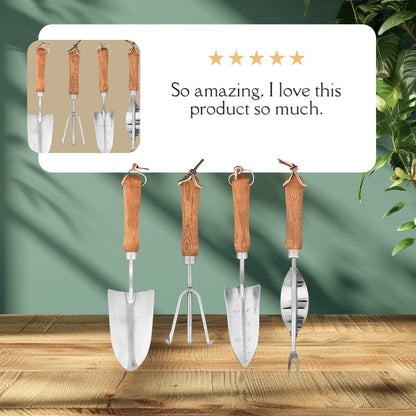 Garden Tool 4 Piece Set Stainless Steel Wooden Handle - The Renmy Store Homewares & Gifts 