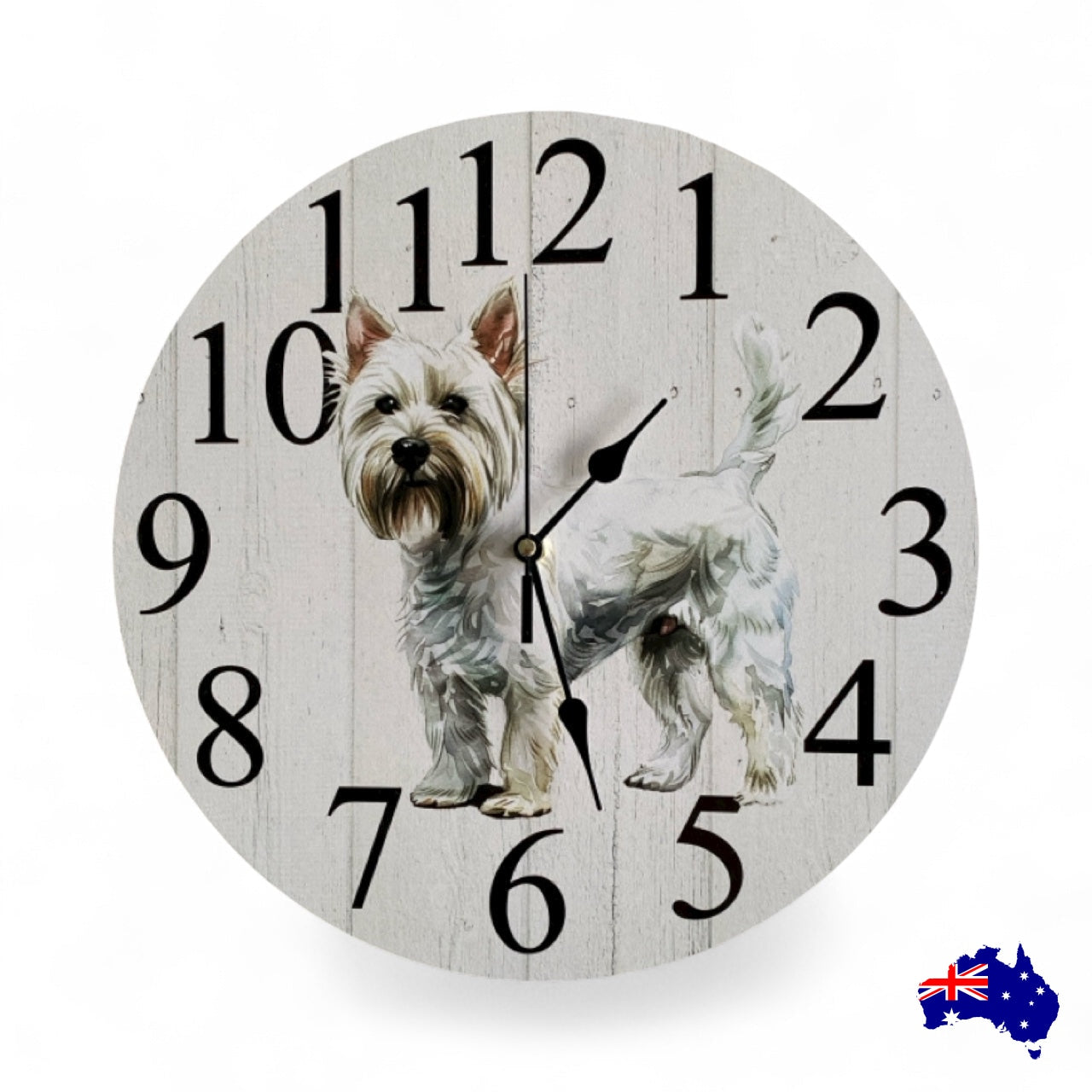 Clock Wall Dog West Highland Terrier Westie 30cm 60cm Aussie Made