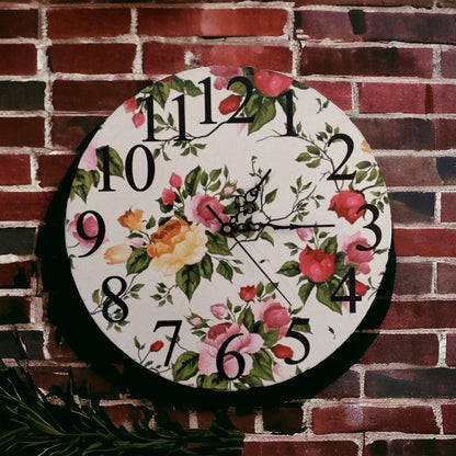 Clock Wall Country Cottage Floral Aussie Made - The Renmy Store Homewares & Gifts 