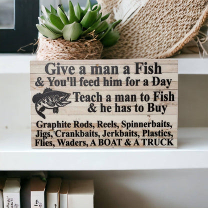 Fishing Life Quote Rustic Bass Sign - The Renmy Store Homewares & Gifts 