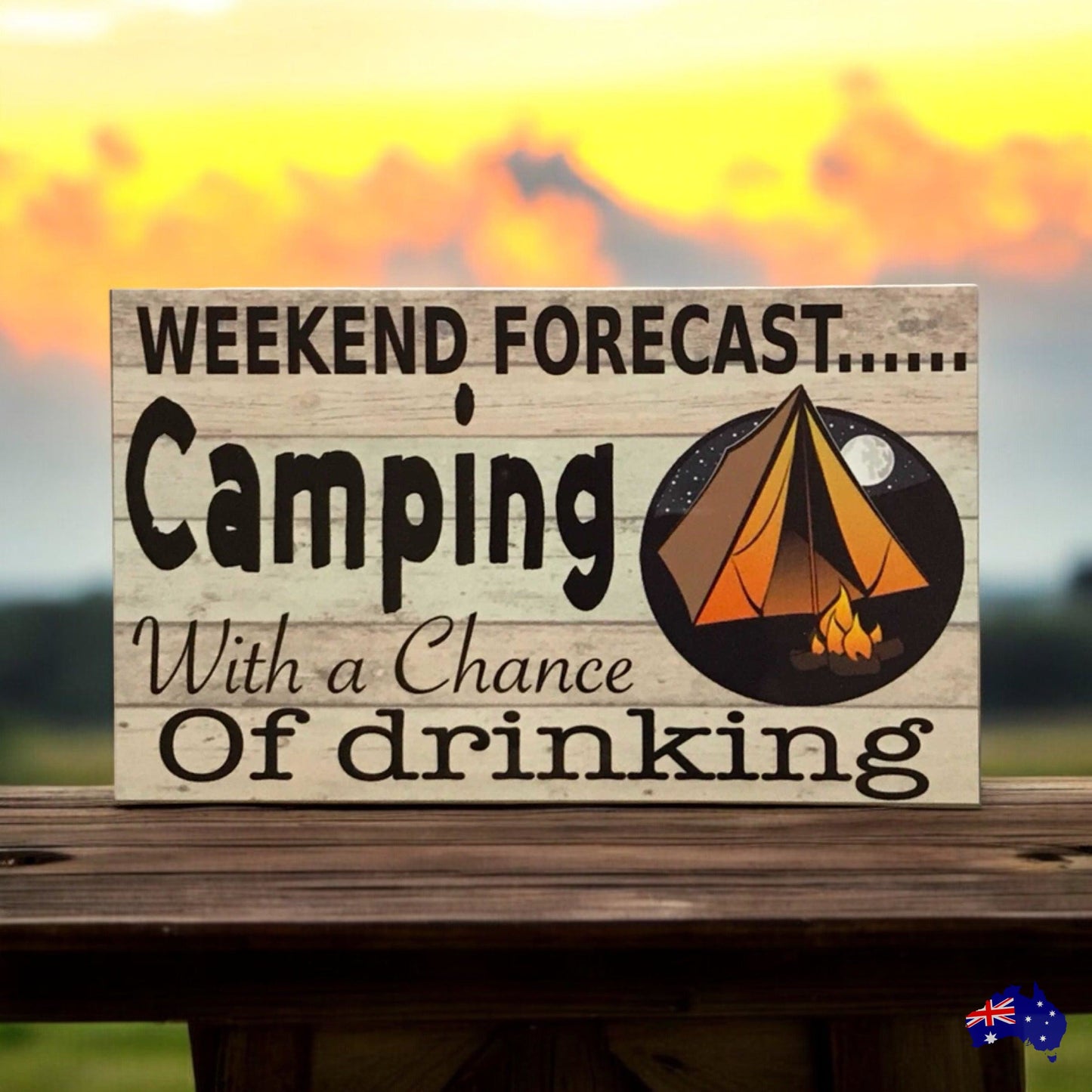 Camping with a chance of Drinking Sign - The Renmy Store Homewares & Gifts 