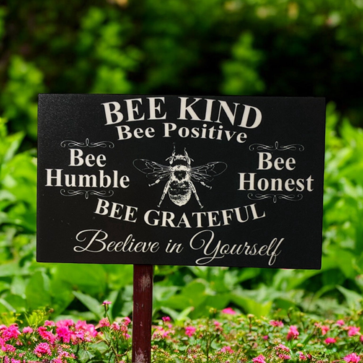 Bee Kind Positive Humble Honest Grateful Believe Garden Sign - The Renmy Store Homewares & Gifts 