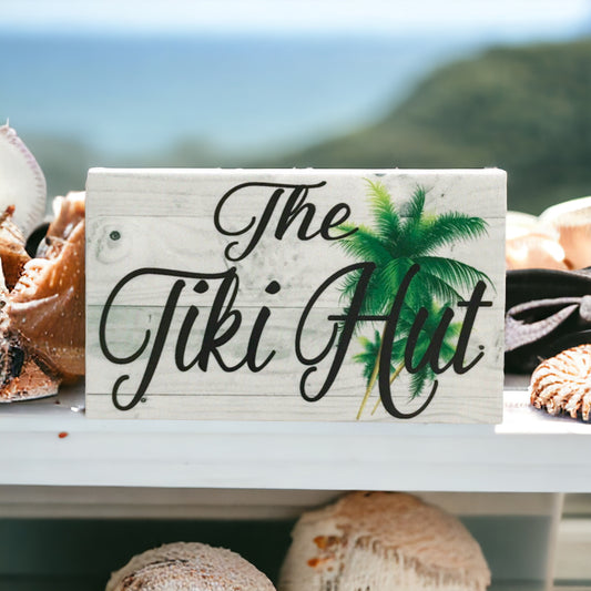 The Tiki Hut with Palm Trees Sign - The Renmy Store Homewares & Gifts 