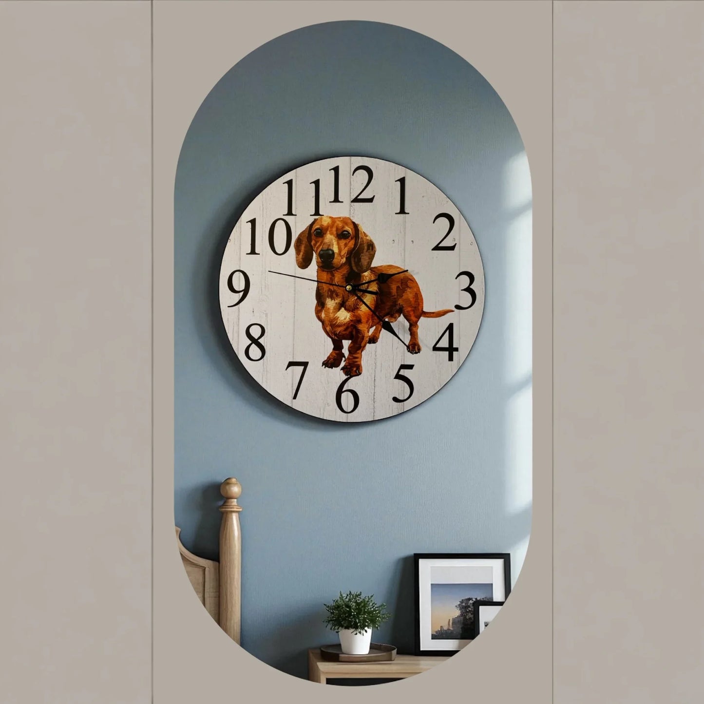 Clock Wall Dachshund Brown Tan 30cm 60cm Aussie Made