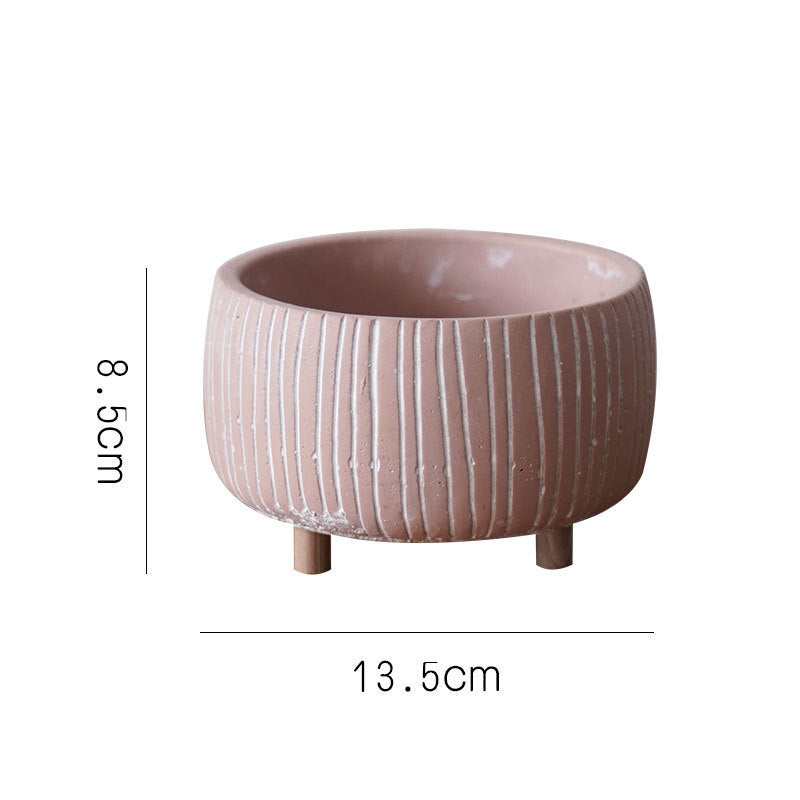 Cement Planter Pot with Legs - Natural Earth Tones 4 Sizes