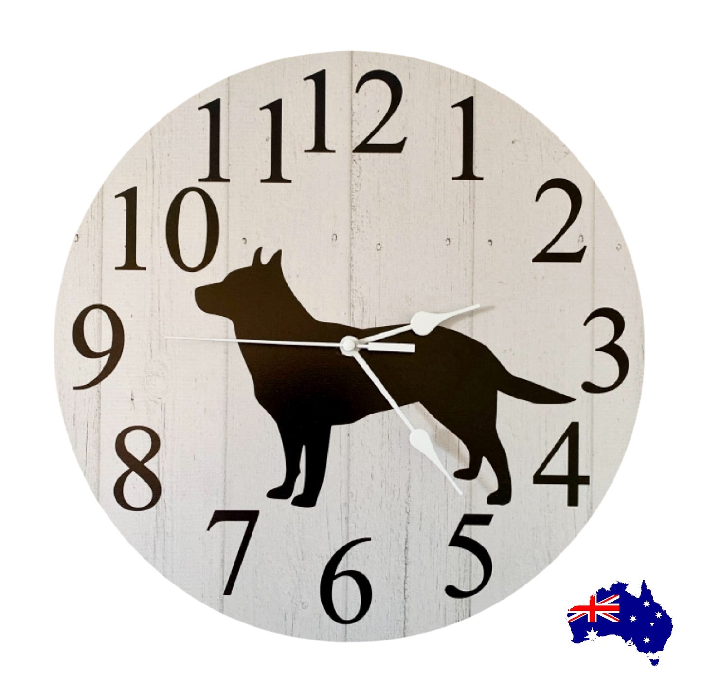 Clock Wall Dog Kelpie Aussie Made | 30cm & 60cm Silent Wall Clock