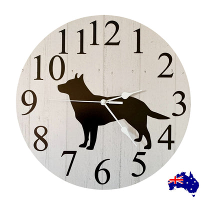 Clock Wall Dog Kelpie Aussie Made | 30cm & 60cm Silent Wall Clock