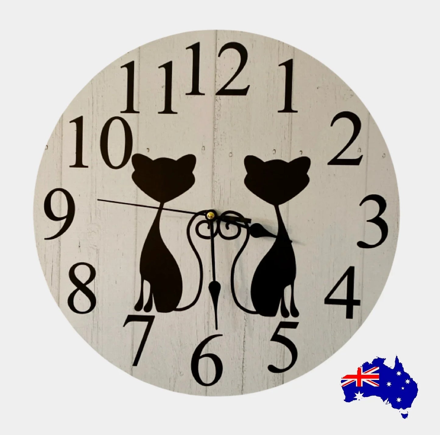 Clock Wall Cat Kitty Love 30cm 60cm Aussie Made