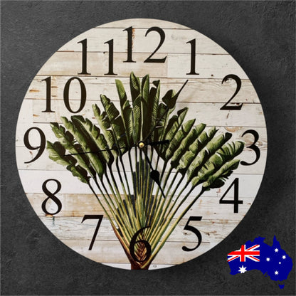 Clock Wall Fan Palm Tree Beach Coastal Aussie Made