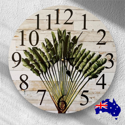 Clock Wall Fan Palm Tree Beach Coastal Aussie Made