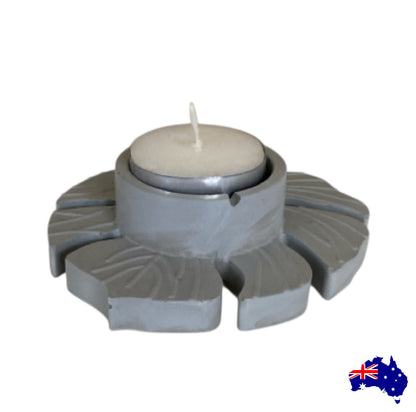 Candle Holder Monstera Tropical Leaf Aussie Handmade Concrete