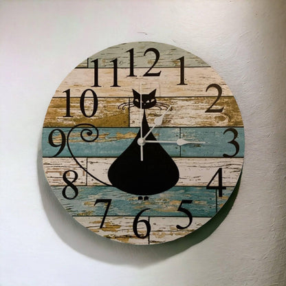 Clock Wall Cat Kitty Aussie Made - The Renmy Store Homewares & Gifts 