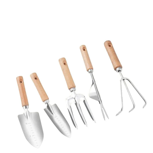 Garden Tool 5 Piece Set Stainless Wooden Handle - The Renmy Store Homewares & Gifts 