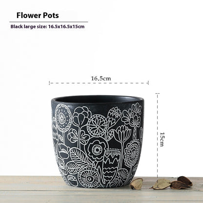 Planter Pot Floral Flowers Ceramic