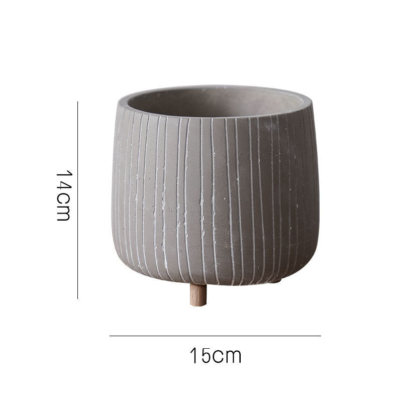 Cement Planter Pot with Legs - Natural Earth Tones 4 Sizes