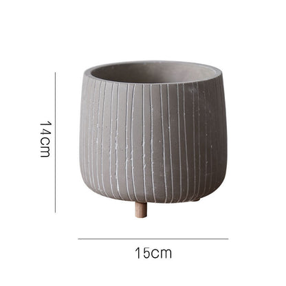 Cement Planter Pot with Legs - Natural Earth Tones 4 Sizes