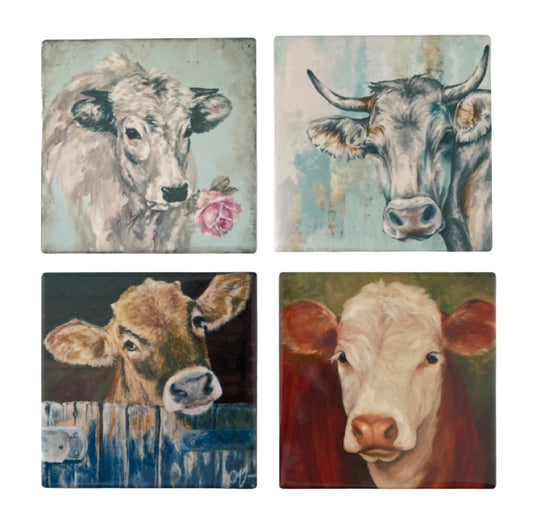 Coasters Set of 4 Country Cow