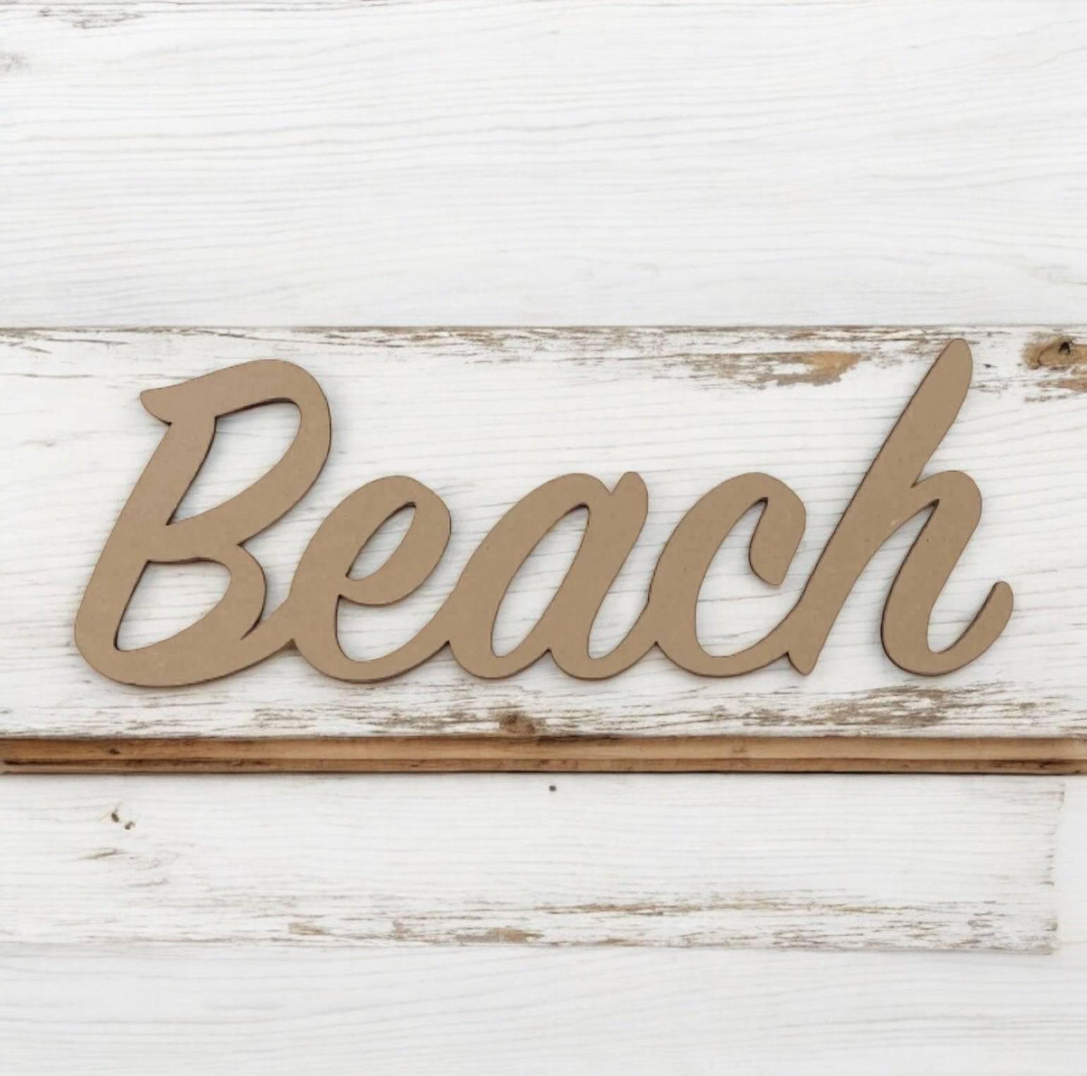 Beach MDF Shape Word Raw Wooden Wall Art - The Renmy Store Homewares & Gifts 