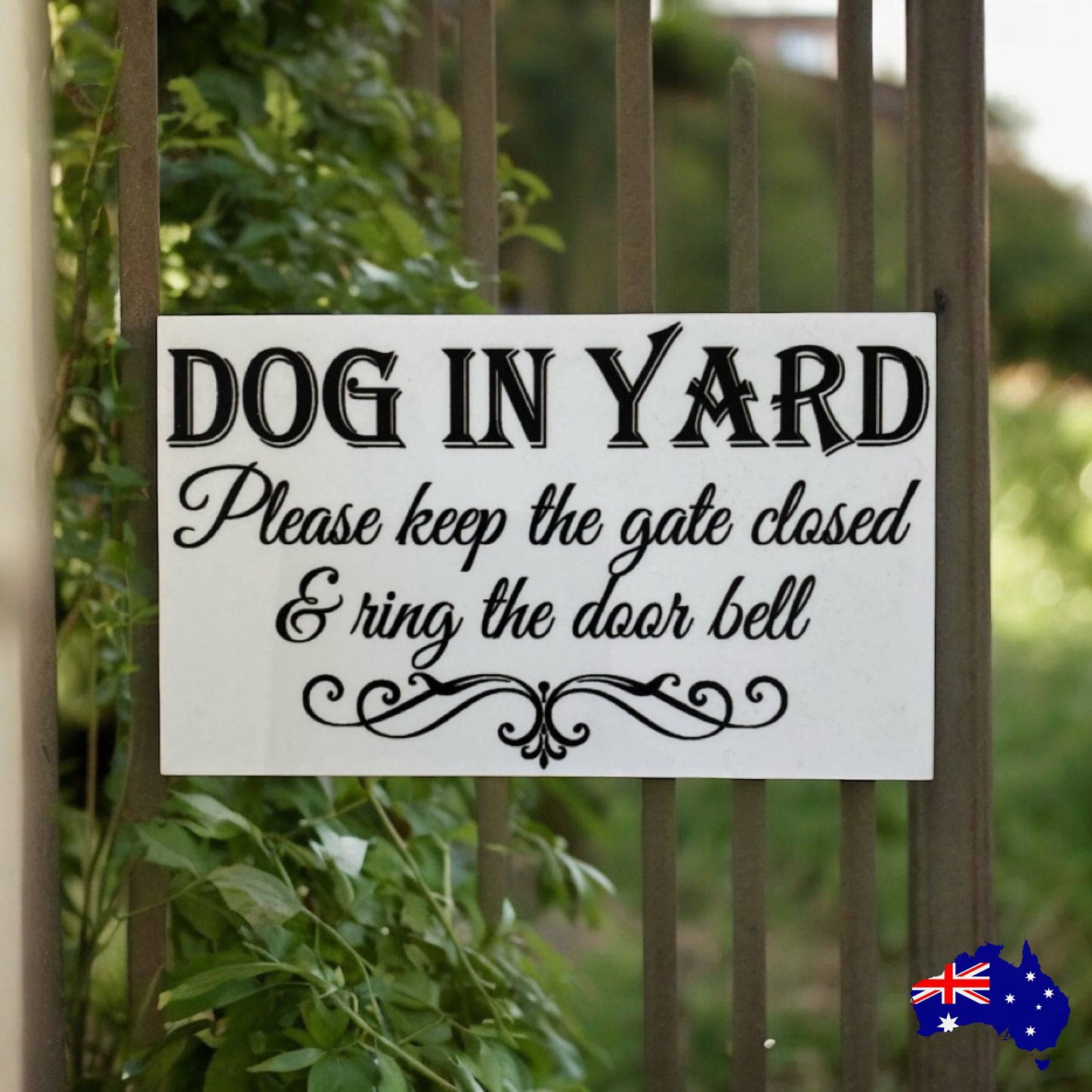 Dog In Yard Keep Gate Closed Ring Door Bell Sign - The Renmy Store Homewares & Gifts 