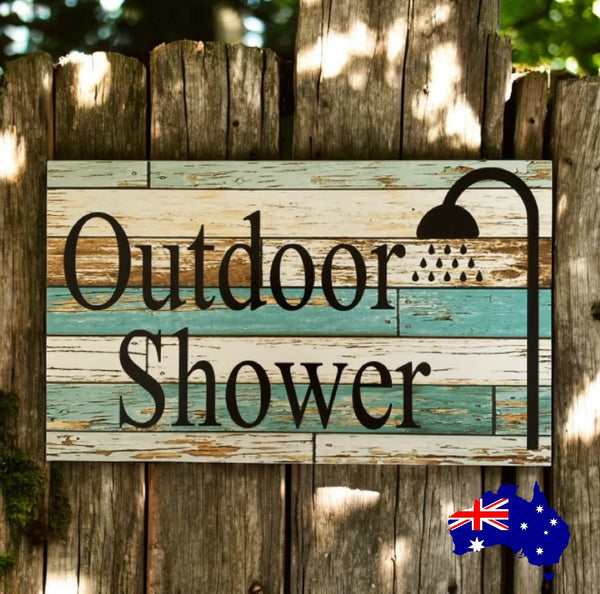 Outdoor Shower Sign Rustic | Acrylic Property Guest Sign – The Renmy ...