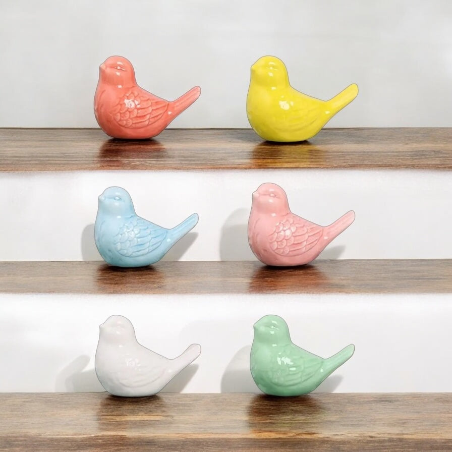 Bird Yellow Pink Blue White Green Ceramic Ornaments