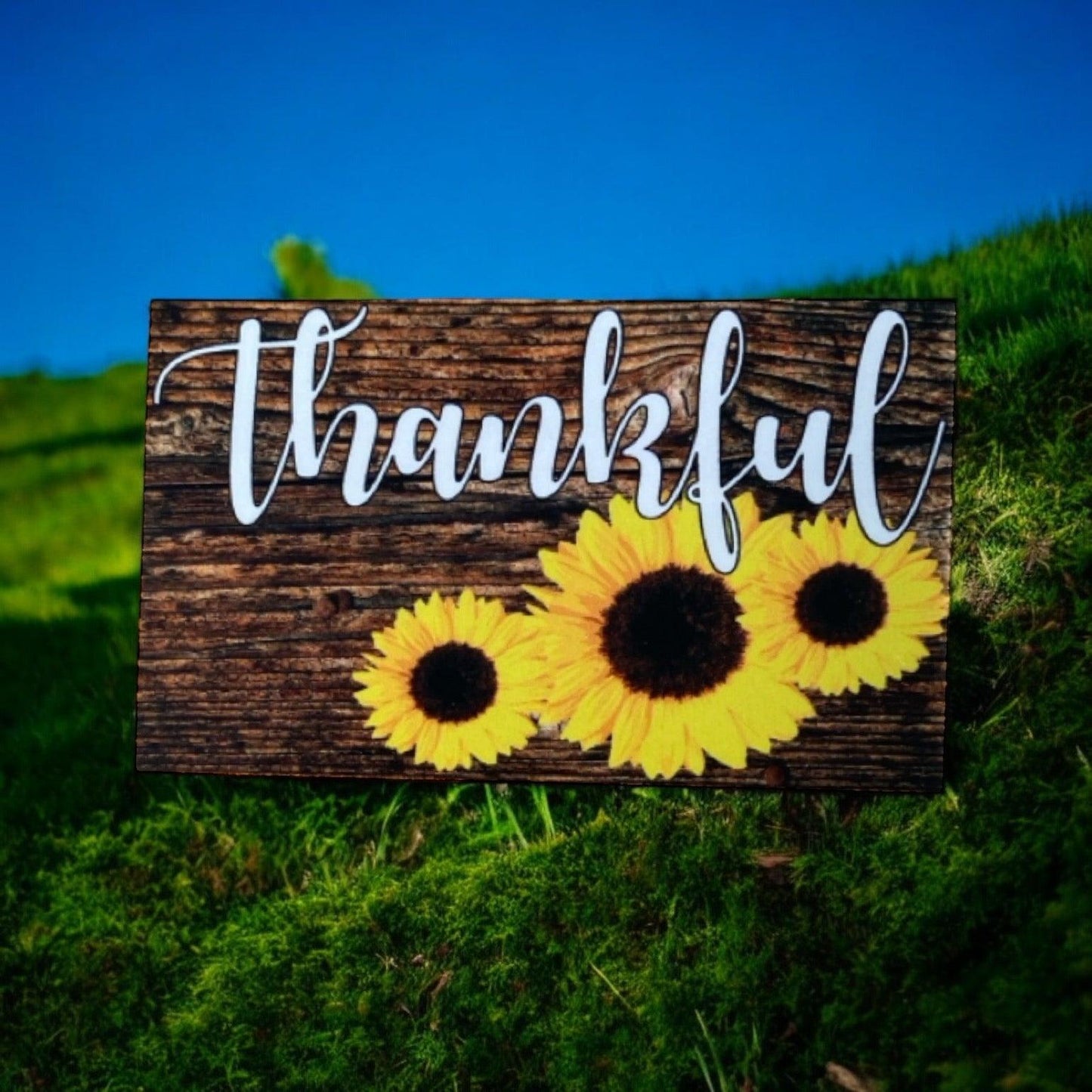 Sunflower Utensils Thankful Grateful Blessed Sign Gift