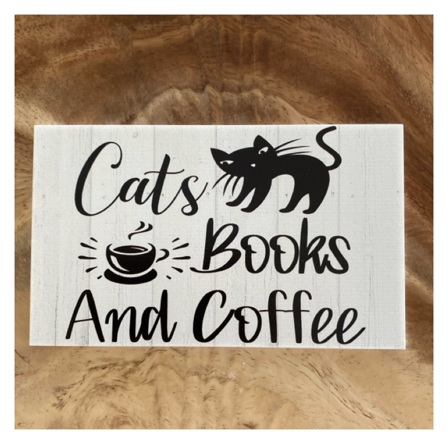 Cats Books and Coffee Sign