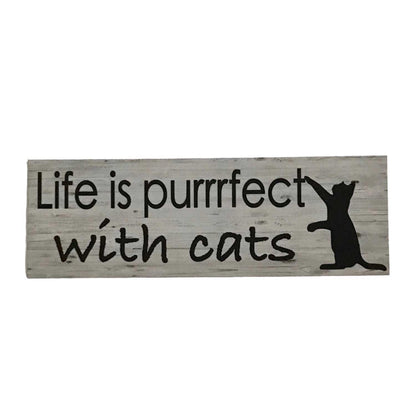 Cat Dish Cloths Door Stop Suncatcher Life Is Perfect Cats Sign Gift Set - The Renmy Store Homewares & Gifts 