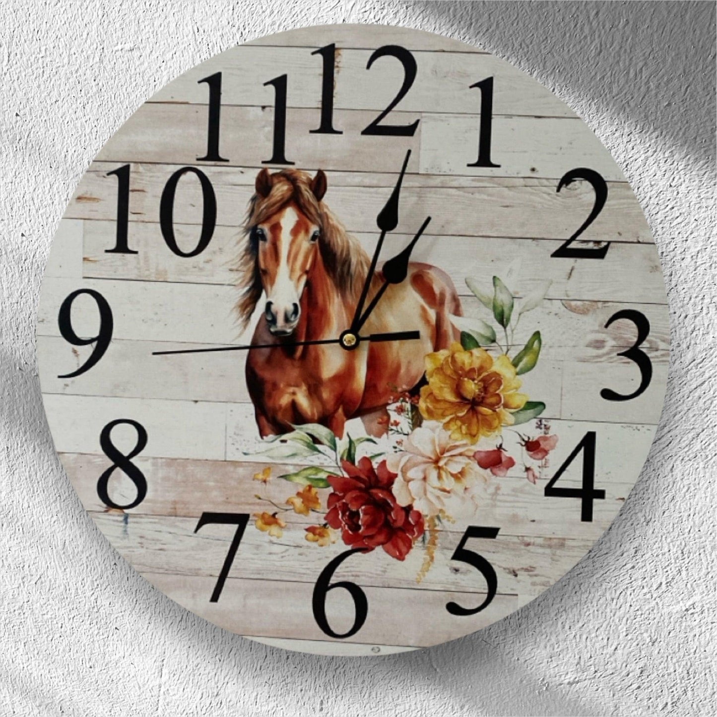 Clock Wall Barb Horse Floral Aussie Made