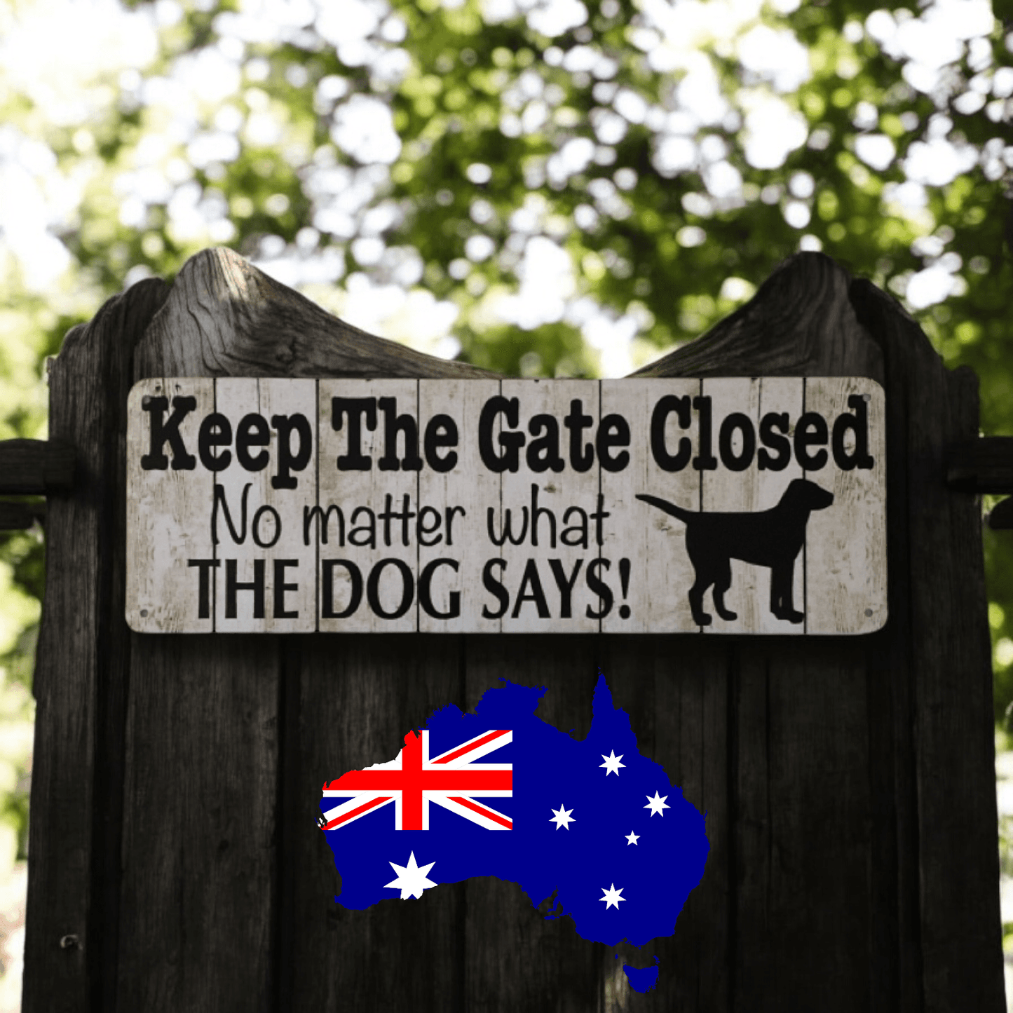 Metal Tin Keep The Gate Closed Dog Sign - The Renmy Store Homewares & Gifts 